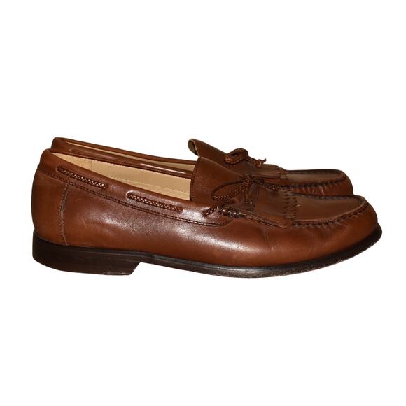 JOHNSTON & MURPHY $135 Brown Leather Kiltie Lace Loafer Slip On Men's 9W - Picture 3 of 7